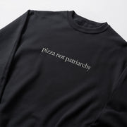 A black sweatshirt with the text 