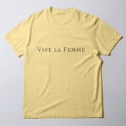 A yellow t-shirt with the text 