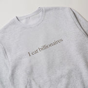 A grey sweatshirt with the text 