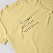 A yellow t-shirt with the text 