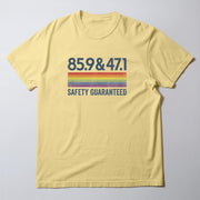 A yellow t-shirt with a graphic design on it.