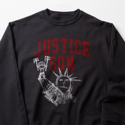 A black sweatshirt with a graphic design featuring the Statue of Liberty and the text 
