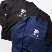 two sweatshirts with a panda graphic on them.