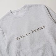 A grey sweatshirt with the text 