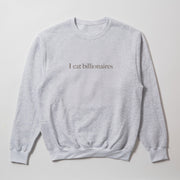 A gray sweatshirt with the text 
