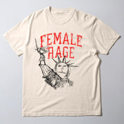 A white t-shirt with a graphic design featuring a stylized depiction of the Statue of Liberty and the text 
