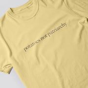 A yellow t-shirt with the text 