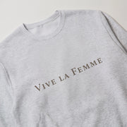 A grey sweatshirt with the text 