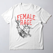 A white t-shirt with a graphic design featuring the Statue of Liberty and the text 