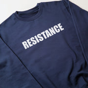 A navy blue sweatshirt with the word 