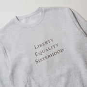 A grey sweatshirt with the text 