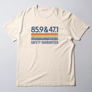 A white t-shirt with a graphic design on it.