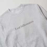 A gray sweatshirt with the text 