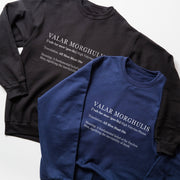 two sweatshirts with the same text printed on them.