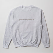 A grey sweatshirt with the text 